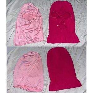 Pink and Red Knit Balaclava Set